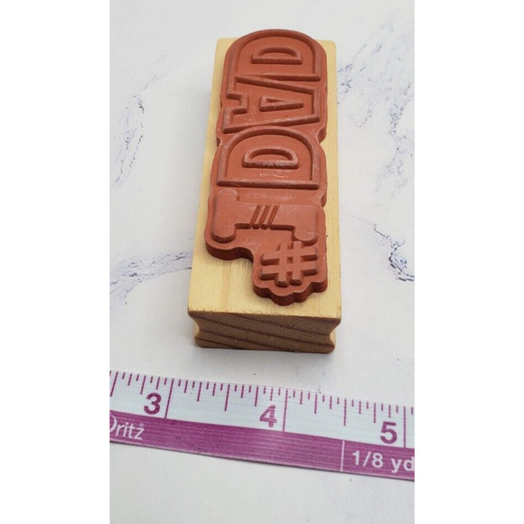 Recollections Number One Dad Bold Script Wood Mounted Rubber Stamp - Picture 7 of 7